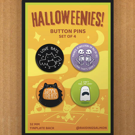 Halloweenies Button Pin Set (conceptual rendering)